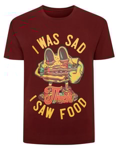 Bigdude – T-Shirt mit Food-Print, Burgunderrot, Größe L